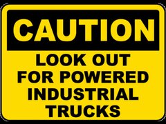 Caution Look Out For Trucks Sign